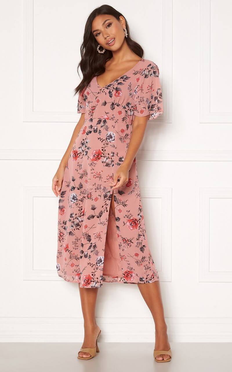 Ally Floral Print Flounce Midi Dress ...